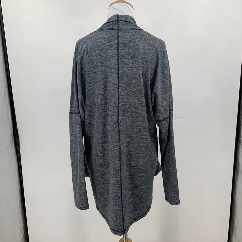 Lucy Cardigan Womens M Medium Charcoal Open Front Cocoon Pockets Drop Shoulders